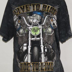 Popeye Live to Ride, Ride to Live Motorcycle Men's Tie Dye T-Shirt Size M (C330)